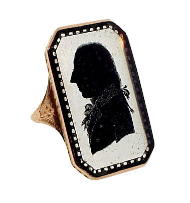 Georgian 15K Gold Verre Eglomise Ring