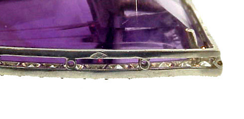 Edwardian Cartier Platinum Diamond &amp; Amethyst Bow Pin