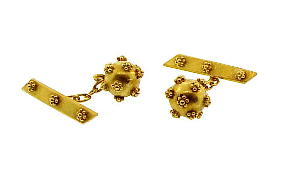 18K Gold Etruscan Revival Style Cufflinks