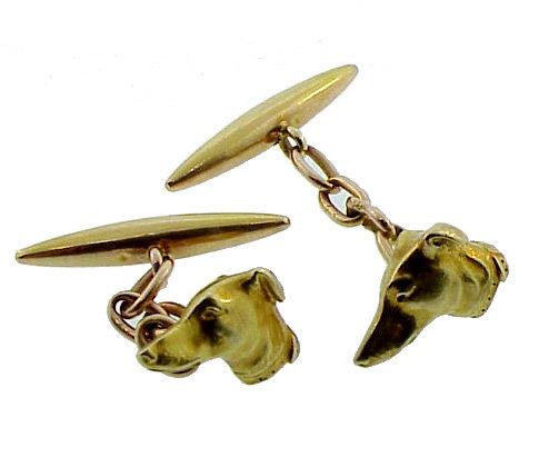 Victorian 18K Gold Greyhound Dog Cufflinks