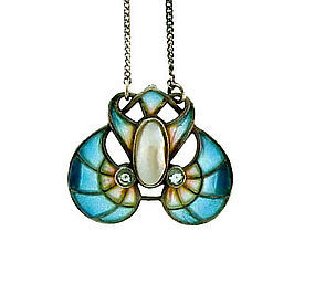 German Art Nouveau Silver Plique-A-Jour Enamel Pendant