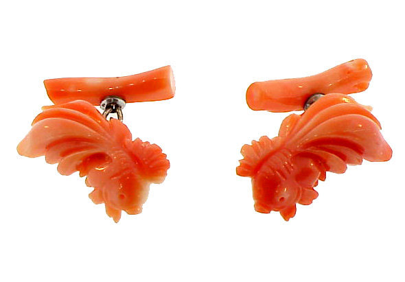 Carved Coral Koi Cufflinks