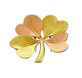 Tiffany Retro 14K Yellow & Rose Gold 4-Leaf Clover Pin