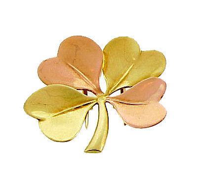 Tiffany Retro 14K Yellow & Rose Gold 4-Leaf Clover Pin