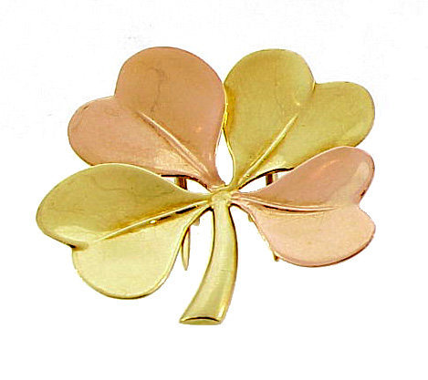 Tiffany Retro 14K Yellow &amp; Rose Gold 4-Leaf Clover Pin