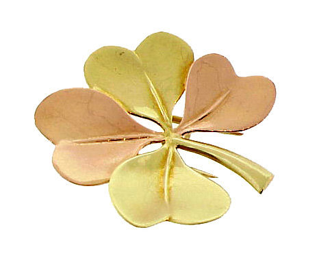 Tiffany Retro 14K Yellow &amp; Rose Gold 4-Leaf Clover Pin