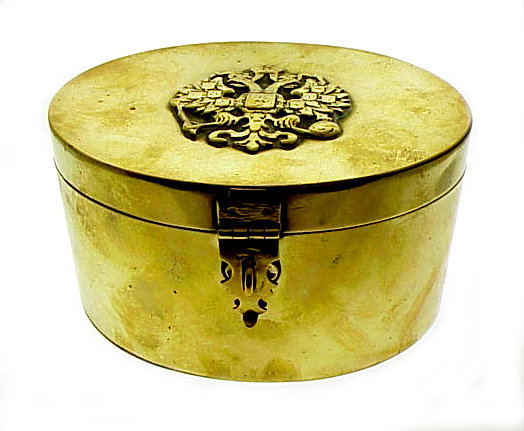 Imperial Russian Brass Romanov Double Eagle Tea Caddy