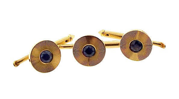 Tiffany &amp; Co. 14K Gold &amp; Sapphire Cufflinks &amp; Studs Set