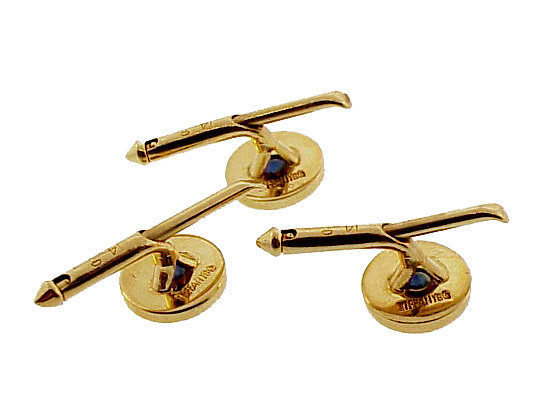 Tiffany &amp; Co. 14K Gold &amp; Sapphire Cufflinks &amp; Studs Set
