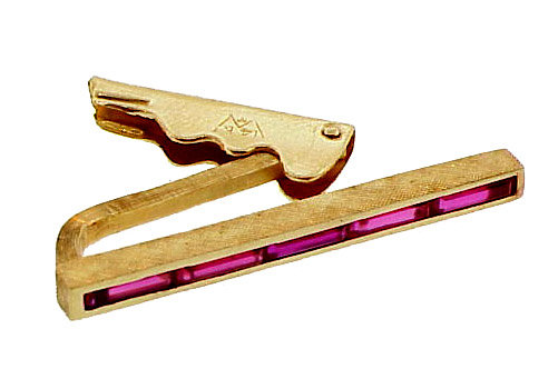 Vintage 14K Yellow Gold &amp; Synthetic Ruby Tie Bar