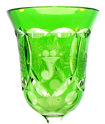 Bohemian Biedermeier Cut &amp; Engraved Glass Spa Beaker