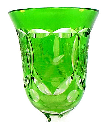 Bohemian Biedermeier Cut &amp; Engraved Glass Spa Beaker