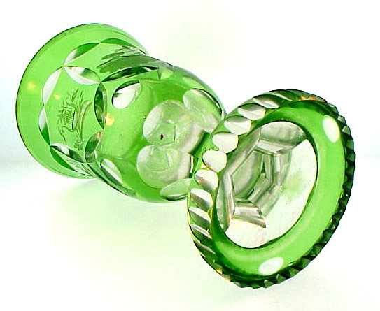 Bohemian Biedermeier Cut &amp; Engraved Glass Spa Beaker