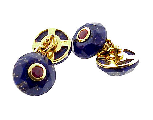 18K Gold, Ruby &amp; Lapis Lazuli Cufflinks