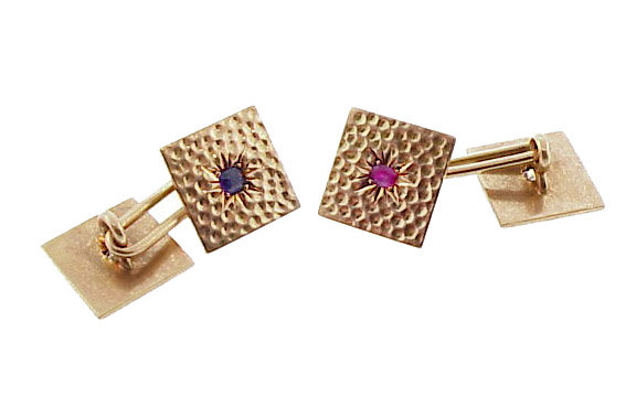 Victorian 14K Gold, Diamond, Sapphire &amp; Ruby Cufflinks