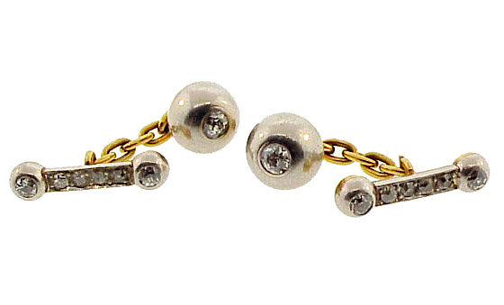 Edwardian 18K Gold, Platinum &amp; Diamond Cufflinks