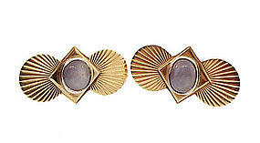 Moderne 14K Gold & Star Sapphire Cufflinks