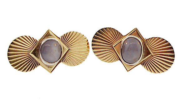 Moderne 14K Gold &amp; Star Sapphire Cufflinks