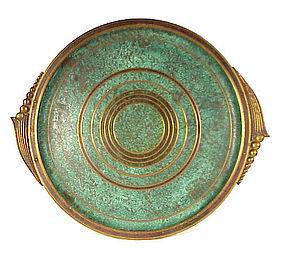 Arts & Crafts Carl Sorensen Round Bronze Cocktail Tray