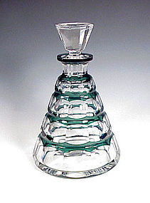 Art Deco Val St. Lambert Green Overlay Crystal Decanter