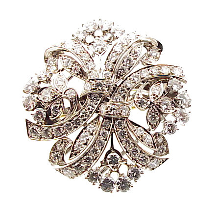 Tiffany Art Deco Platinum Diamond Dress Clips / Brooch