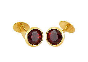 18K Yellow Gold & Rhodolite Garnet Cufflinks