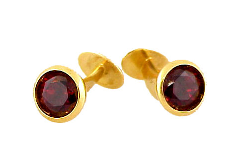 18K Yellow Gold &amp; Rhodolite Garnet Cufflinks