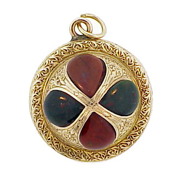 Victorian Scottish Agate &amp; 15K Gold Ball Pendant