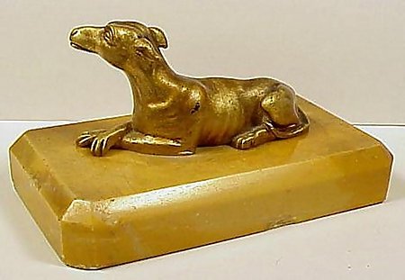French Bronze Dore Dog Paperweight