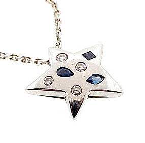 Chanel 18K Gold Diamond Sapphire COMETE Star Necklace