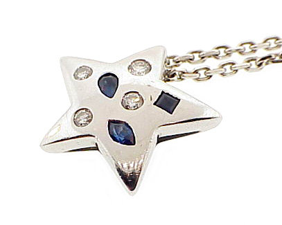 Chanel 18K Gold Diamond Sapphire COMETE Star Necklace