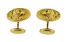 Art Nouveau 10K Gold Lion Head Cufflinks