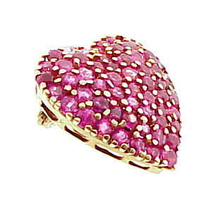 Vintage Tiffany &amp; Co. 14K Gold Ruby Heart Pendant Pin