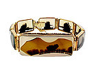Georgian 12K Gold & Landscape Agate Bracelet