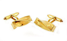 14K Yellow Gold Twisted Baton Cufflinks