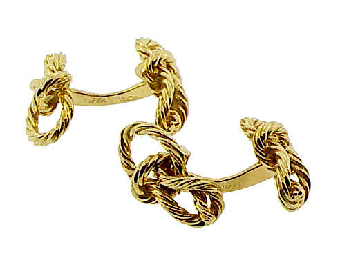 Tiffany & Co. Paris 18K Gold Square Knot Cufflinks