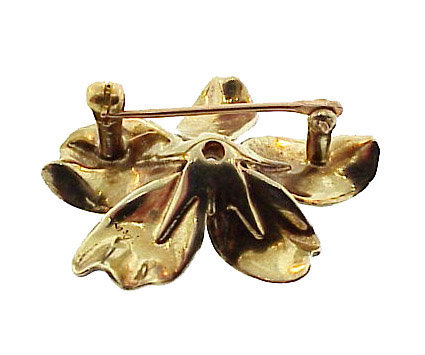 Art Nouveau 14K Gold, Diamond &amp; Enamel Violet Pin
