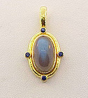 Elizabeth Locke 19K Gold Labradorite Sapphire Pendant