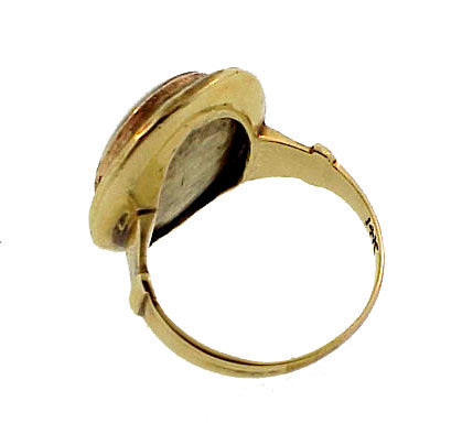 Georgian 15K Gold Enamel Pearl &amp; Crystal Mourning Ring