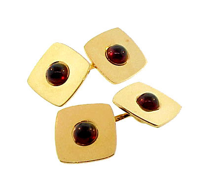 Vintage Larter 14K Gold &amp; Almandite Garnet Cufflinks