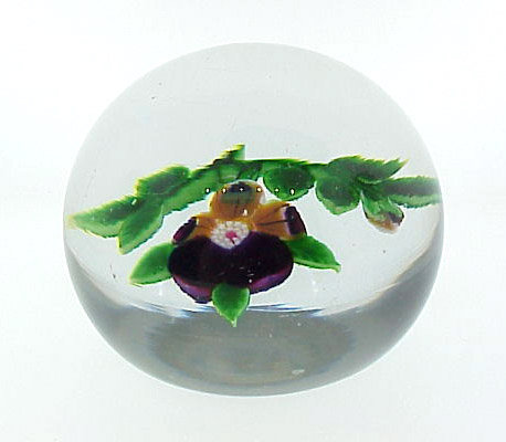 Baccarat Dupont Pansy Glass Paperweight