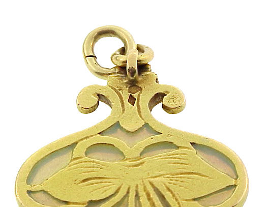 Eugene Feuillatre 18K Gold Plique-A-Jour Enamel Pendant