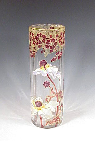Art Nouveau Mont Joye Legras Enameled Glass Vase