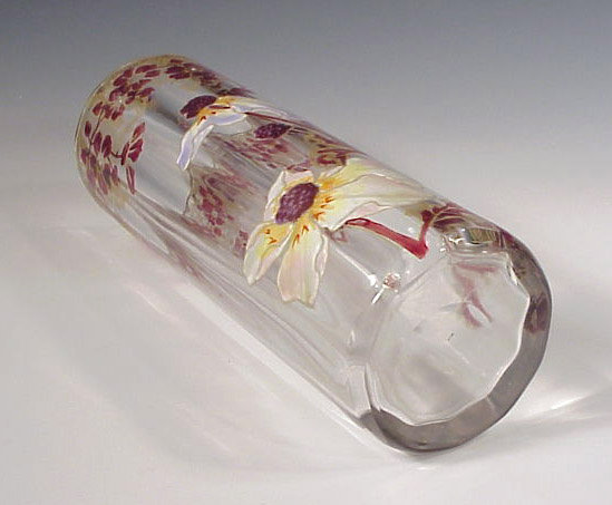 Art Nouveau Mont Joye Legras Enameled Glass Vase