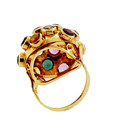 H Stern Style 18K Gold Multi-Gem Sputnik Ring