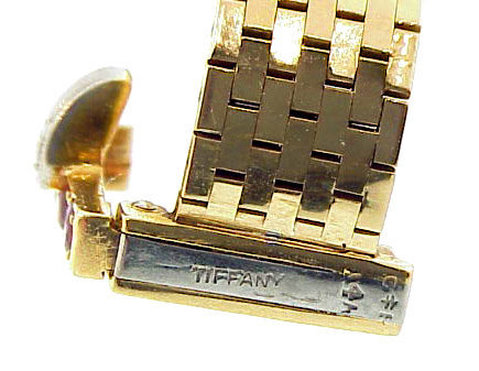 Retro Tiffany 14K Platinum Ruby Diamond Buckle Ring