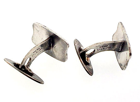 Meka Modernist Danish Sterling Silver Enamel Cufflinks