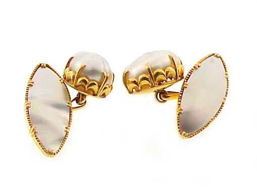18K Gold, Baroque Pearl &amp; Mother-of-Pearl Cufflinks