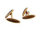 Shreve & Co. 14K Gold, Agate & Gold Quartz Cufflinks