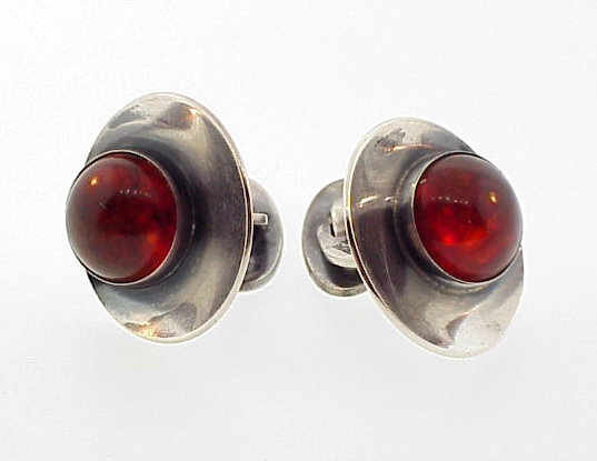 N. E. From Danish Modernist Silver &amp; Amber Cufflinks